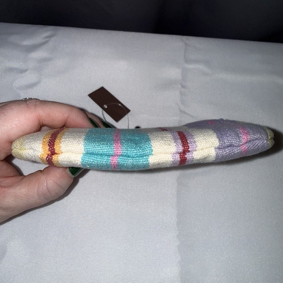 Anthropologie Multicolored Striped Small Kisslock Coin Pouch Wallet Bag Cotton - Picture 2 of 11